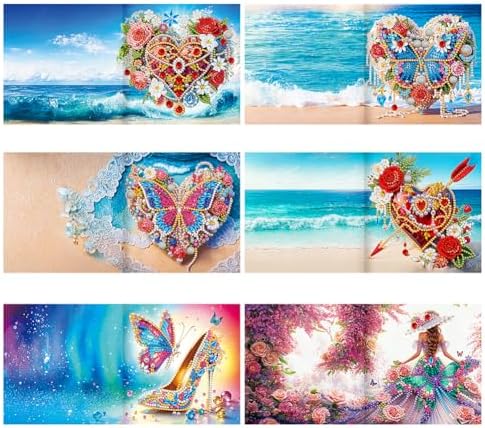 C'eitura Jeweled Diamond Art Painting Greeting Cards, 6Pcs DIY Card Kit - Image 2