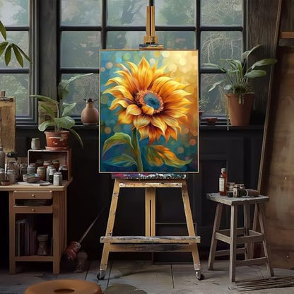 Natuyalo Paint by Numbers Kit for Adults - Sunflower DIY Adult Paint by Number Kits Flowers Acrylic Canvas Painting for Adults Beginners Art Crafts Without Frame, 16x20 Inch - Image 4