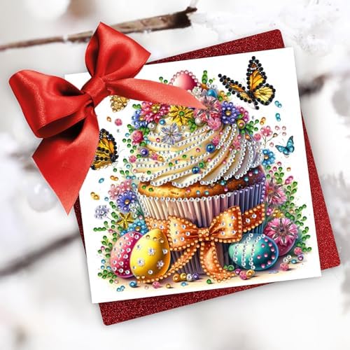 DIY Diamond Greeting Cards Set, 5D DIY Diamond Art Painting Festival Style Greeting Card, DIY Christmas Card Making Kits for Family Friends Handmade Gift-#27-Easter - Image 2