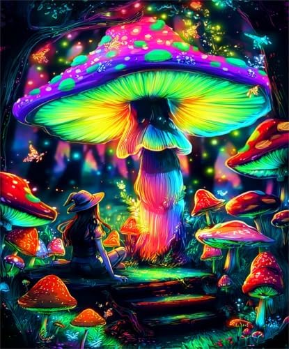 Nancency DIY Paint by Number for Adults,Painting Kits for Adult,Color by Numbers,Paint by Number Canvas Crafts Watercolor for Beginner Room Decor (Mushroom) by Unknown