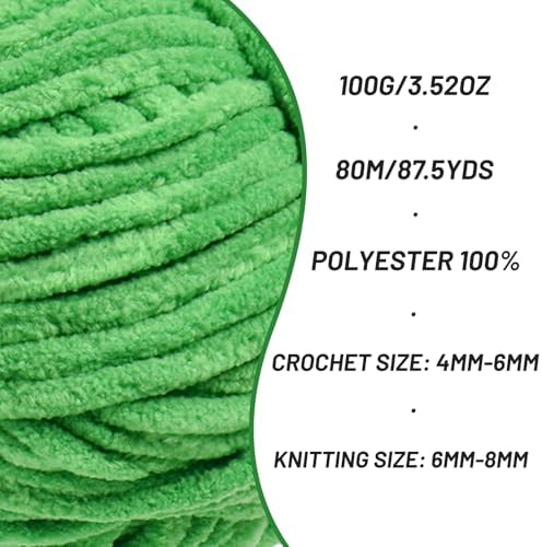 Chenille Yarn for Crocheting Size 5 Bulky Yarn 3 Christmas Green - Image 2