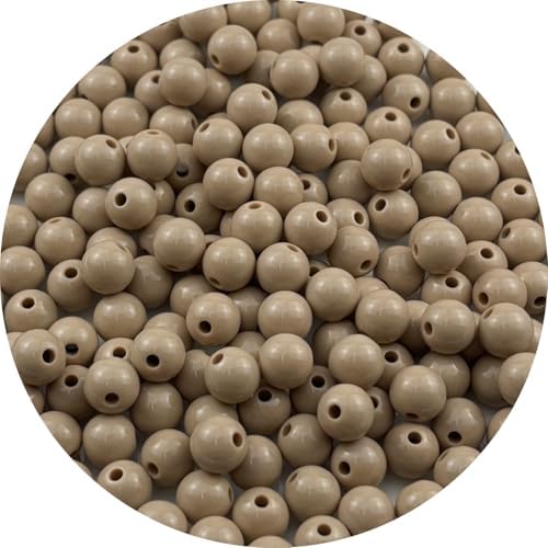 200pcs Acrylic Round Beads for Crafts 10mm Resin Candy Color Spacer Beads with Hole for Jewelry Making Sewing Crafts Decoration Necklaces Bracelets Earrings Supplies(Light Brown) by Unknown