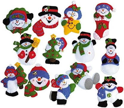 Tobin Lots of Fun Snowmen Ornaments Felt Applique Kit, 3-Inch by 4-Inch, Set of 13,DW5352 by Design+Works+Crafts