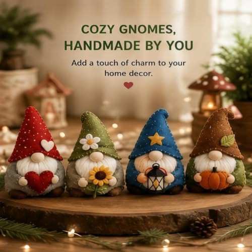 Sewing Kit for Beginners, DIY Felt Sewing Craft Kit with Pre-Cut Fabric & Instructions, Handmade Plush Animal Craft Set for Adults & Teens (Bird) (gnome) - Image 5
