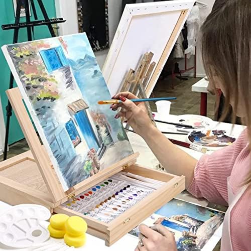 Watercolor Paint Set with Wooden Tabletop Easel, Portable Painting Supplies - Image 5