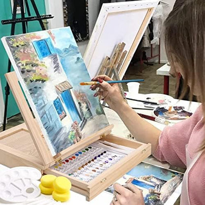 Watercolor Paint Set with Wooden Tabletop Easel, Portable Painting Supplies - Image 5