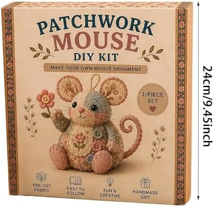smtsmt DIY Patchwork Animal Kit, Complete Handmade Sewing Set for Beginners, Create Cute Mice Sheep Koala Patchwork Stitching Project for Craft Lovers (Color-B) - Image 4