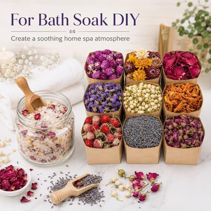 Sukh Dried Herbs Kit - Dried Botanicals Bulk,9 Bags Natural Dry Flowers and Herbs for Soap,Candle,Perfume,Bath Bombs,Resin Jewelry Making Supplies,Fragrance Sachet DIY and Witchcraft - Image 3