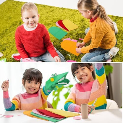 Soulchen 24 Pcs DIY Hand Puppets, Canvas Hand Puppet Making Kit DIY Arts and Crafts Sewing Projects for Fun Home Activities Classes Storytelling Party Favors (Mixed Colors) - Image 6