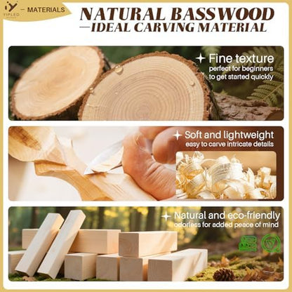 Basswood Carving Blocks, 7 PCS Whittling Wood Blocks with 5 Different Sizes, 2x4x1x1in, 2x6x1x1in, 1x4x2x2in, 1x2x2x6in, 1x3x3x10in, Carving Wood Blocks - Smooth Cut, No Cracks, Easy to Paint - Image 5