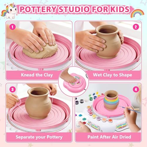 Cmiolacuna Pottery Wheel for Kids, Unicorn Kit with Air-Dry Clay, Ages 8-12 - Image 4