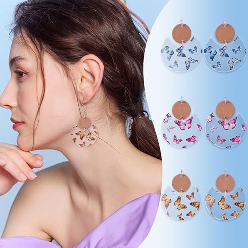 Elecrelive 6 Pairs Butterfly Earring Charms Bohemian Wooden Dangle Earrings Making Kits Painted Insect Pendants Pieces with Jump Rings DIY Craft Jewelry - Image 4