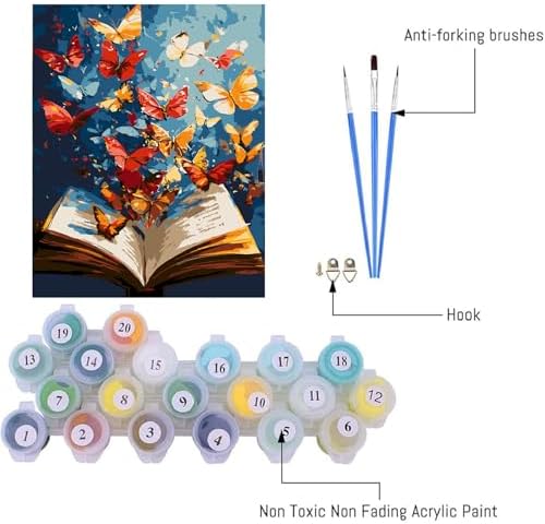 AIBOERL Paint by Numbers Kit for Adults Beginner,Butterfly Book, 12X16In - Image 6