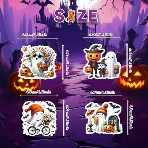 Halloween Stickers for Adults – Premium No-Residue Vinyl Decals with Elegant Ghost, Witch & Pumpkin Illustrations – Waterproof Aesthetic Stickers for Journaling,Home Decor, Party Favors & Crafting - Image 3