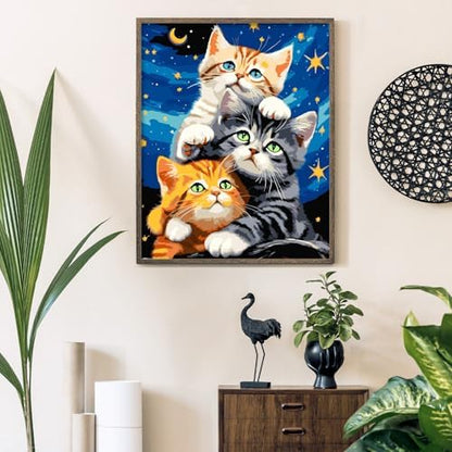 ZTOTZ Cat Paint by Numbers Kit for Adults, Animal Paint by Numbers Cats Kits, Kitten Painting by Numbers for Beginner,16x20 Canvas Set - Image 2