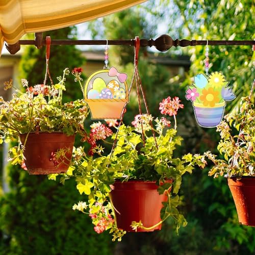 Dunzoom 30 Set Easter Craft Kit Suncatchers Kit Spring Easter Eggs DIY Suncatchers Craft Kit Make Your Own Suncatcher Paint Easter Bunny Sun Catcher Ornaments for Spring Art Craft Painting Activity - Image 5