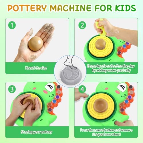 Pottery Wheel for Kids, Dino Craft Kit Arts and Crafts for Kids Ages 6-12 - Image 4