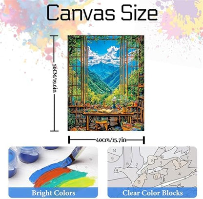 NZNANCHU Mount Paint by Numbers Kit for Adults,Plant Painting by Numbers Kits on Canvas for Beginner, DIY Desk Watercolor Oil Painting for Birthday Gift Relax Decor (Study) - Image 4