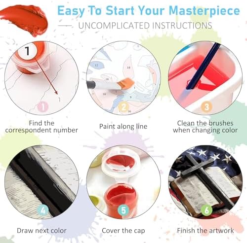 Paint by Numbers Kit for Adults, Flag Cross DIY Acrylic Canvas Painting Set - Image 6