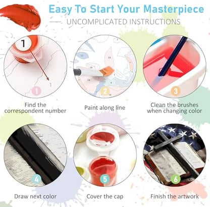 Paint by Numbers Kit for Adults, Flag Cross DIY Acrylic Canvas Painting Set - Image 6