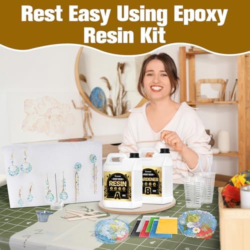 Teexpert Epoxy Resin Kit: 76OZ Casting Resin Crystal Clear Yellow Resistant Self Leveling for Art Craft DIY Jewelry Making with Pigment and Tools for Beginner Starter - Image 6
