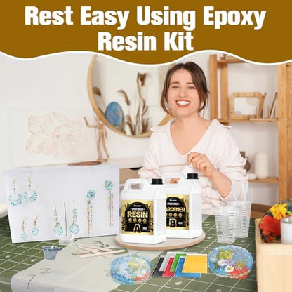 Teexpert Epoxy Resin Kit: 76OZ Casting Resin Crystal Clear Yellow Resistant Self Leveling for Art Craft DIY Jewelry Making with Pigment and Tools for Beginner Starter - Image 6