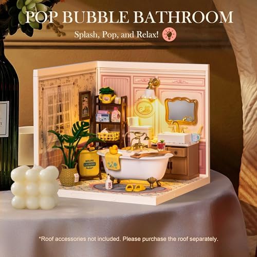 Rolife Super Creator-DIY Plastic Miniature House for Adults, Mini Blocks Model Kit Building Sets, DIY Crafts/Hobbies/Building Blocks Toys for Adults (Pop Bubble Bathroom) - Image 3