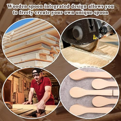 12Pcs Basswood Carving Blocks for Spoon Carving - Premium Unfinished Wood Blanks for Whittling Kit, Soft Wood for Carving, Hobby Craft Supplies for Beginners, Kids & Adults (Spoon Blank Set) - Image 4
