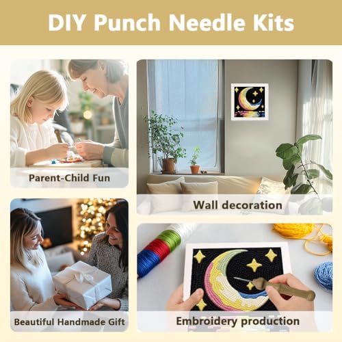 DOODLREAM Moon Starry Sky DIY Punch Needle Embroidery Kit for Beginner - Image 4