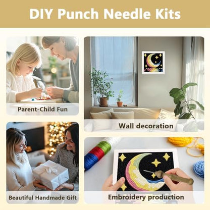 DOODLREAM Moon Starry Sky DIY Punch Needle Embroidery Kit for Beginner - Image 4