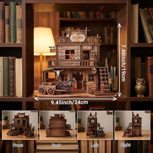 Book Nook Kit Western Saloon 3D Wooden Puzzle Miniature House Kit - Image 5