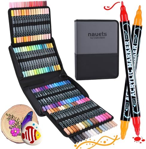 100 Colors Precision Dual Tip Acrylic Paint Markers Pens - Dot & Fine by nauets
