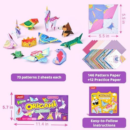 GAMENOTE Origami Kit for Kids Ages 8-12, 72 Fantasy Projects, 180 Sheets - Image 2