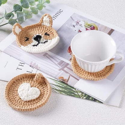 CrochetBox 8 Pack Corgi Coasters Crochet Kit for Beginners, Adults - Image 2