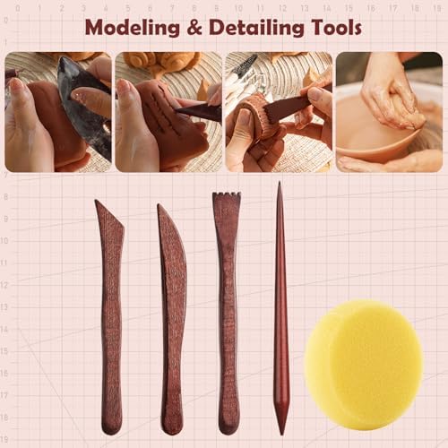27PCS Clay Tools Sculpting, Ceramics Tools Set, Ceramic & Pottery Modeling Tools, Air Dry Clay Tools, Polymer Tools Kit for Carving, Molding, Pottery Wheel, Crafting Supplies, Pros, Beginners, Adults - Image 4