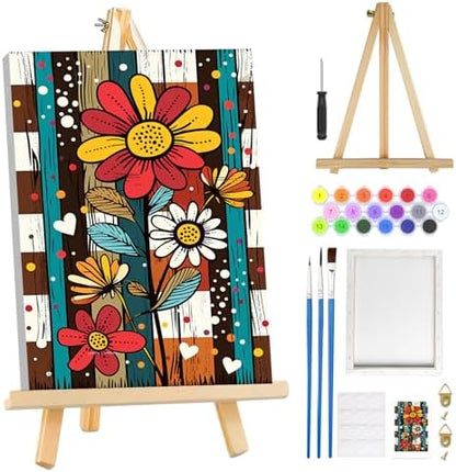 MOGTAA Paint by Numbers Kit for Adults with Frame, Flowers Paint by Number Canvas, Flowers Scenery Paint by Numbers with Easel, DIY Oil Painting Kit for Home Wall Decor 8 x 12 Inch by MOGTAADIYHomeDecor