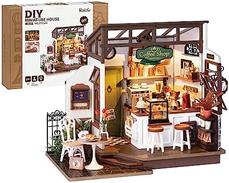 Rolife Coffee Shop DIY Miniature House Kit with LED Light by Rolife