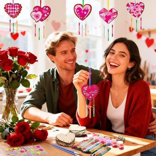 JellyArch Valentines Heart 30 Pack DIY Wind Chime Kit Art and Crafts - Image 4