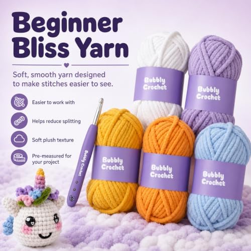 Bubbly Crochet - Luna the Unicorn Starter Kit | Includes Step-by-Step Tutorial Videos | Easy to Customize | Fun Handmade Gift and Easy Arts - Image 5
