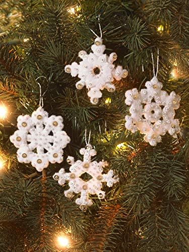 Bucilla Felt Applique Ornament Kit, 16 Piece, Elegant Christmas Snowflakes - Image 4