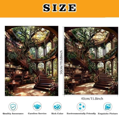 Forest Library Paint by Numbers Kit for Adults Beginner (Without Frame) - Image 4