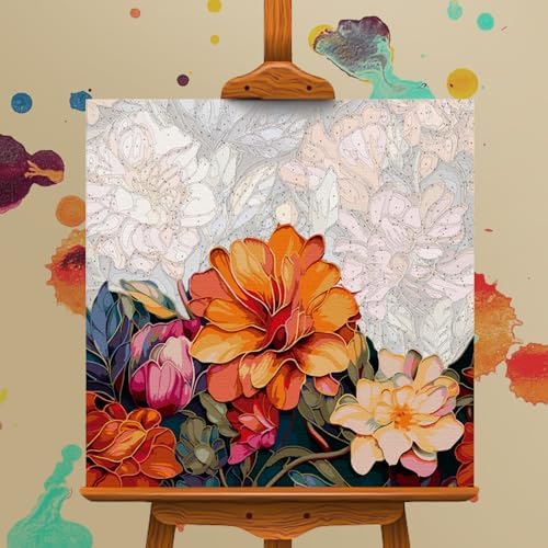 Camocin Paint by Numbers Kit for Adults Beginner, Flowers Bloom, 16x16 Inch - Image 4