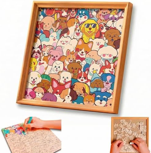 DIY Wooden Dog Puzzle Frame, 53 Colorable Puzzle Pieces, Comes with 12 Coloring Pens, Creative Art Craft Set, Suitable for Adults, Unique Handmade Gift for Dog Lovers, Home Decor (Puppy) by Unknown