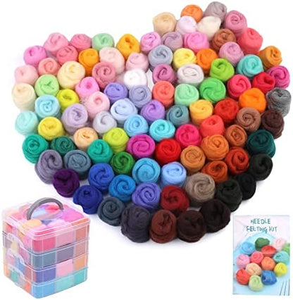 96 Colors Needle Felting Wool Roving for Needle Felting Kit Roving Wool by Jupean