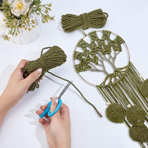 ACRNIGHEET Tree of Life Dream Catcher Macrame Kit for Adults Beginners Macrame Leave Wall Hanging Decor with Video Tutorials Handmade Woven Boho Home Decor for Bedroom Dorm Decoration(Green Series) - Image 4