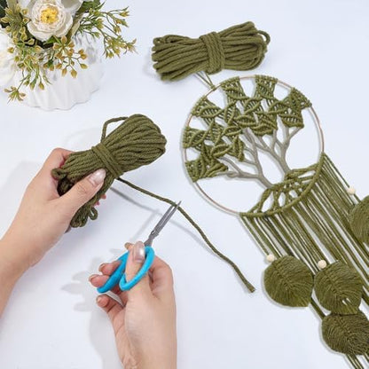 ACRNIGHEET Tree of Life Dream Catcher Macrame Kit for Adults Beginners Macrame Leave Wall Hanging Decor with Video Tutorials Handmade Woven Boho Home Decor for Bedroom Dorm Decoration(Green Series) - Image 4