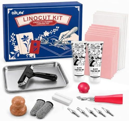 Colorful Linocut Kit for Printmaking, 2-Color Block Printing Ink for Crafts by colorful