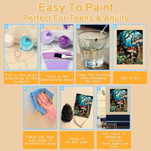 Meothan Framed Paint by Numbers Kits for Adults 12x16in with Wooden Easel - Image 5