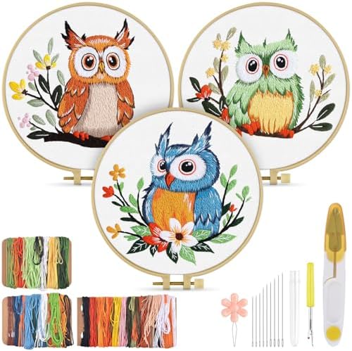 TINDTOP Embroidery Kit for Adults, Owl Embroidery Practice Kit by TINDTOP