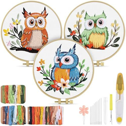 TINDTOP Embroidery Kit for Adults, Owl Embroidery Practice Kit by TINDTOP